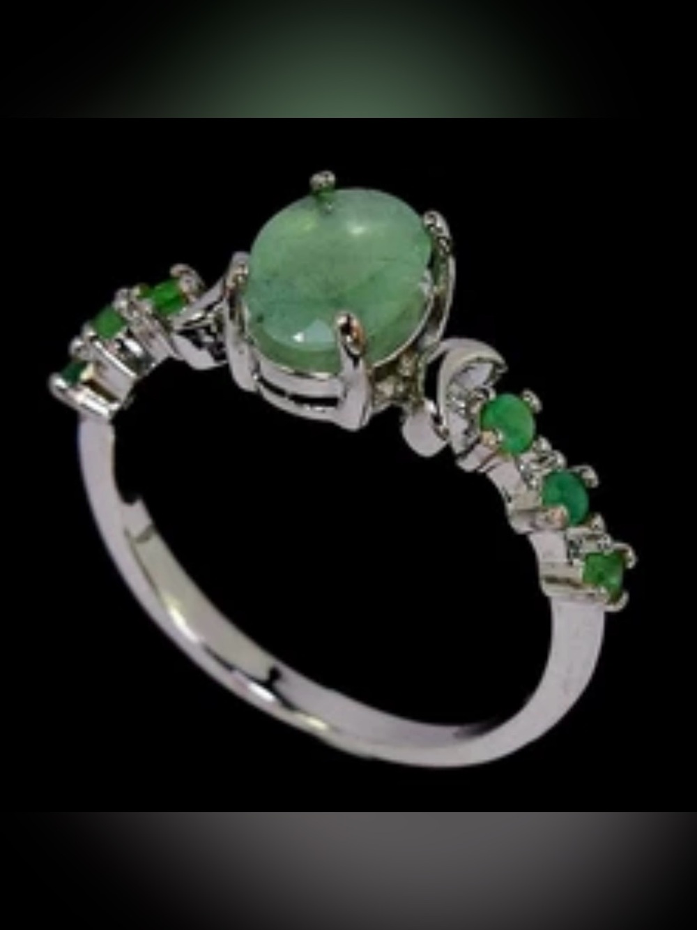 Natural 1.50Ct Emerald with emerald accent 925 Sterling Silver Ring Sz 7.25 - Picture 5 of 10